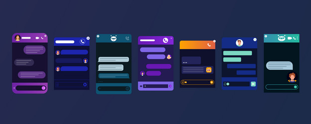 flat chat bot dark window with chatbot robot vector image