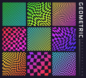 groovy checkered pattern colorful distorted tiled vector image