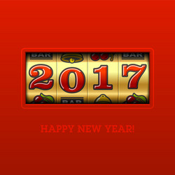 Happy new year 2017 greeting card with slot vector