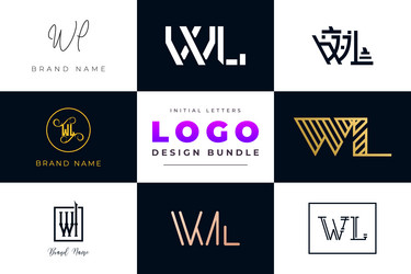 Initial letters wl monogram logo design bundle Vector Image