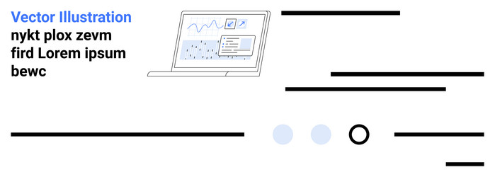 laptop displaying data charts with lines and icons vector image