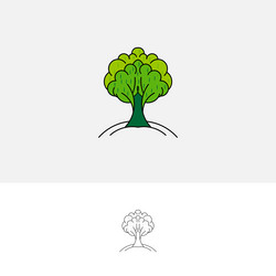 Monogram circle tree logo boutique linear design Vector Image