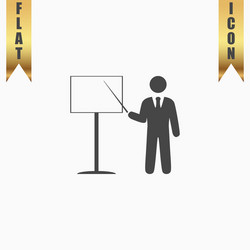 Presentation sign icon man standing with pointer vector