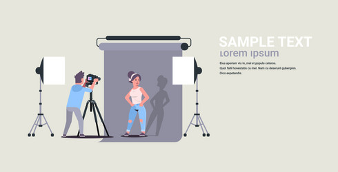 Professional photographer using camera man vector