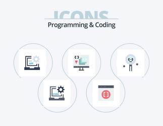 programming and coding flat icon pack 5 vector image
