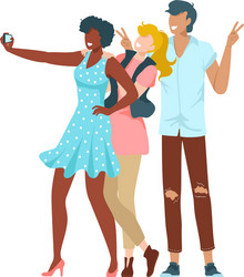 friends together young people taking selfie Vector Image