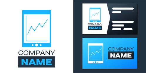 Logotype tablet with statistic graph chart icon vector