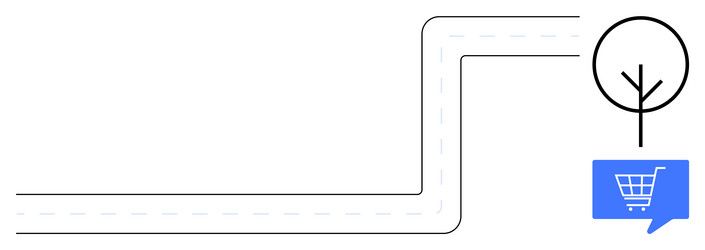 road with sharp turns leading to a tree vector image