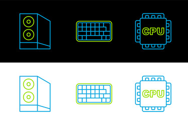 set line processor with cpu case of computer vector image
