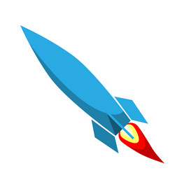 a flying blue rocket vector