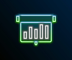 glowing neon line board with graph chart icon vector image