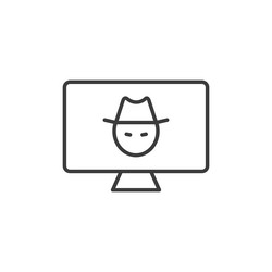 hacker line icon isolated on white background vector image