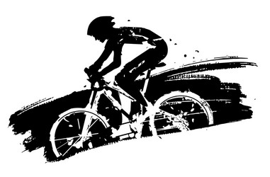 Mountain biker in full speed vector