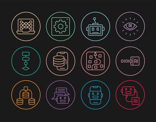 set line artificial intelligence robot binary vector image