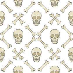 set of seamless patterns with skull and bones vector image