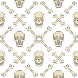 set of seamless patterns with skull and bones vector