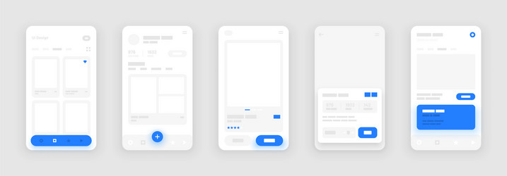 Mobile App UI Kit - Flowchart & Wireframes vector image