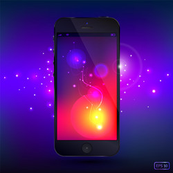 Smart phone with shine background vector