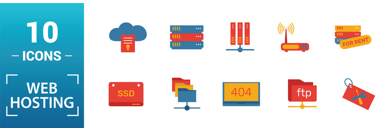 Web hosting icon set include creative elements vector