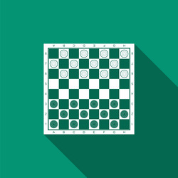 Board game of checkers icon with long shadow vector