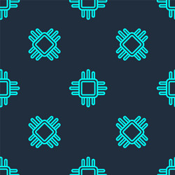 green line computer processor with microcircuits vector image