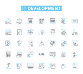 it development linear icons set coding vector