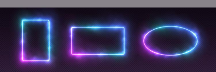 Gradient neon frames glowing borders with smoke Vector Image