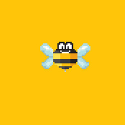 Pixel art funny bee sign vector