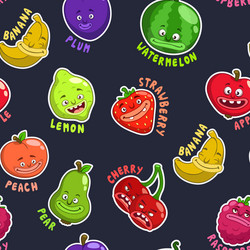 seamless pattern with funny fruit characters vector image