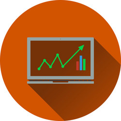 icon of laptop with chart vector