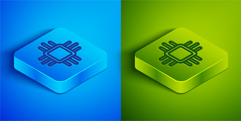 isometric line computer processor vector image