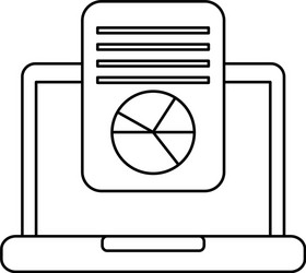 Laptop computer screen document file graph diagram vector