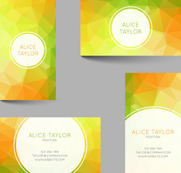 Set of business cards low poly design vector