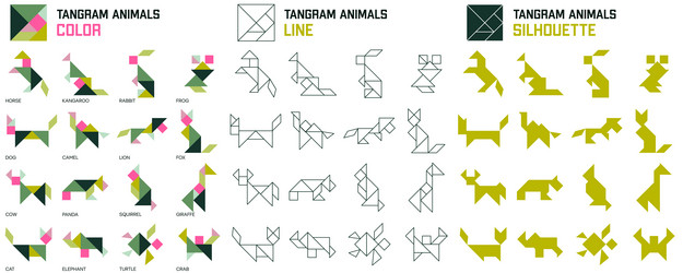 tangram puzzle for kids set of animals vector