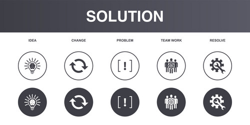 Idea change problem team work resolve icons vector