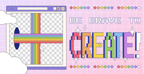 rendy y2k poster with retro computer window vector image