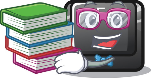 student with book button f4 on mascot computer vector image