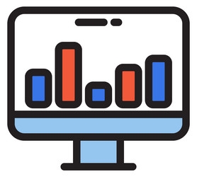 Statistics Display with Color Chart Icon vector image