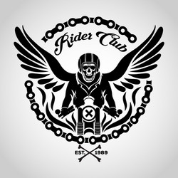 Biker Skull Emblem Vector Image