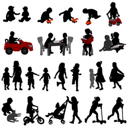 Child Silhouettes Collection Vector Image