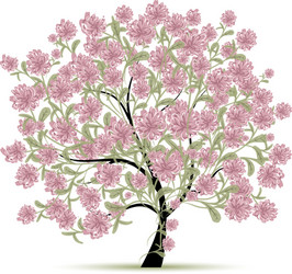 spring tree with flowers for your design vector image