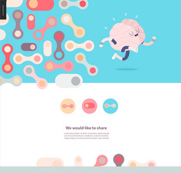 web design template with running brain vector image