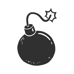 hand drawn bomb with fire element vector