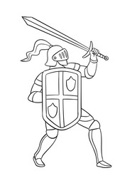 Knight protecting the princess isolated coloring Vector Image