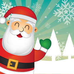 Santa claus over snow landscape background vector