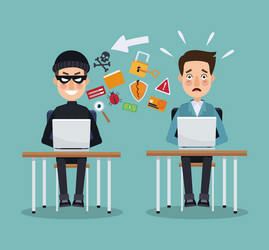 scene color thief hacker and programmer man vector image
