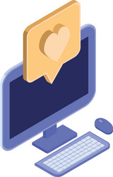 desktop computer screen with email notifications vector image