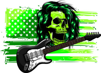 human skull and electric guitar symbol rock Vector Image