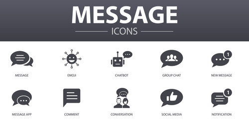 message simple concept icons set contains vector image