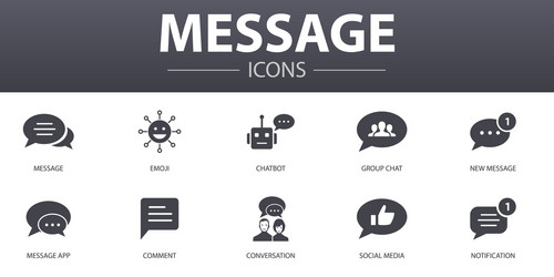 Message simple concept icons set contains vector